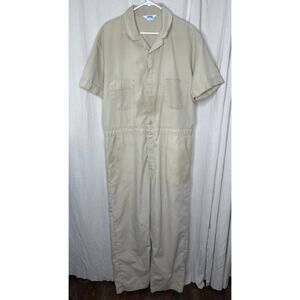 1980s Berco Khaki Tan Aviation Flight Distressed Grunge Coveralls Jumpsuit XXL